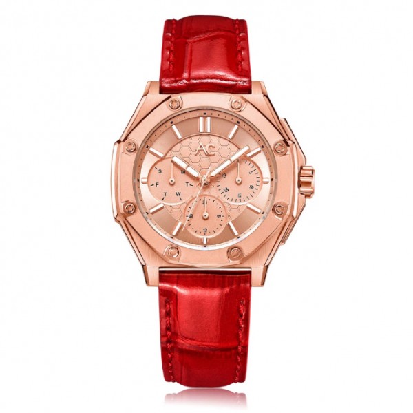 Alexandre Christie AC 9601 Rosegold Red Leather BFLRGLN